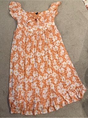 Torrid Peach Floral Maxi Sundress with Ruffle Hem